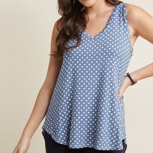 Blue Polka Dot Short Sleeve V-neck tee (1x)